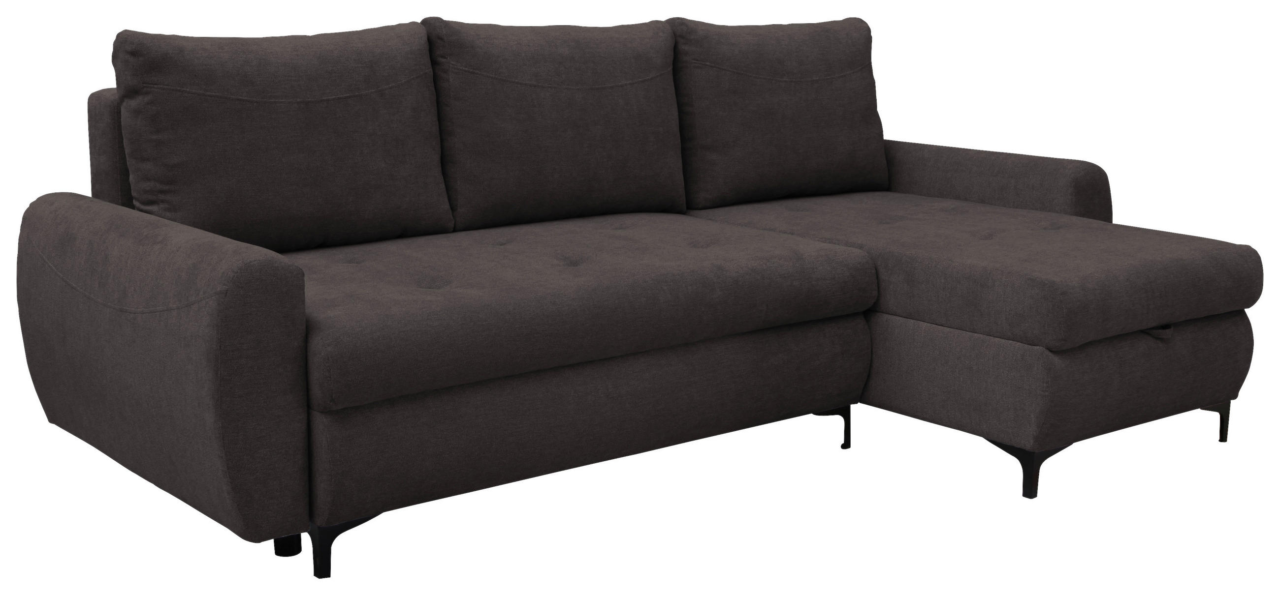 ECKSCHLAFSOFA Mikrofaser Dunkelbraun  - Dunkelbraun/Schwarz, Konventionell, Textil/Metall (237/146cm) - Livetastic