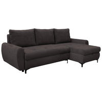 ECKSCHLAFSOFA Mikrofaser Dunkelbraun  - Dunkelbraun/Schwarz, Konventionell, Textil/Metall (237/146cm) - Livetastic