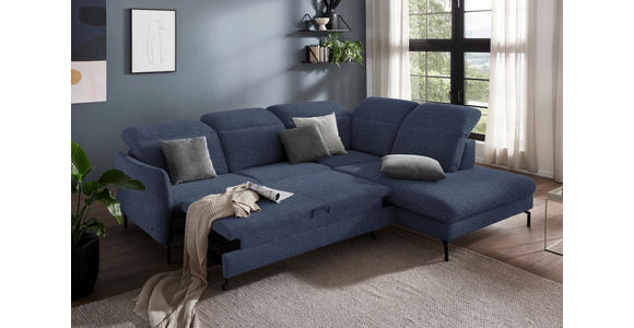 ECKSOFA in Flachgewebe Dunkelblau  - Schwarz/Dunkelblau, Design, Textil/Metall (299/233cm) - Dieter Knoll