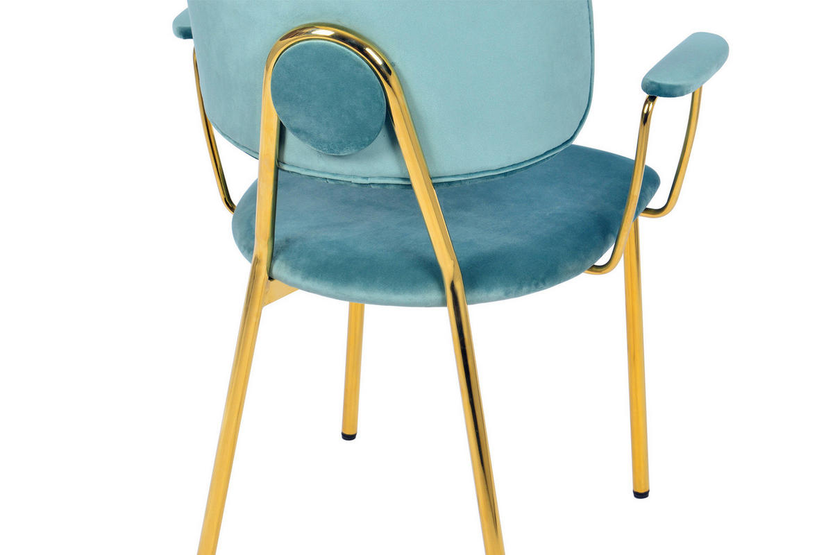 STUHL-SET 2 Stück  in Eisen  - Goldfarben/Mintgrün, Design, Kunststoff/Metall (63/80/51cm) - Kayoom