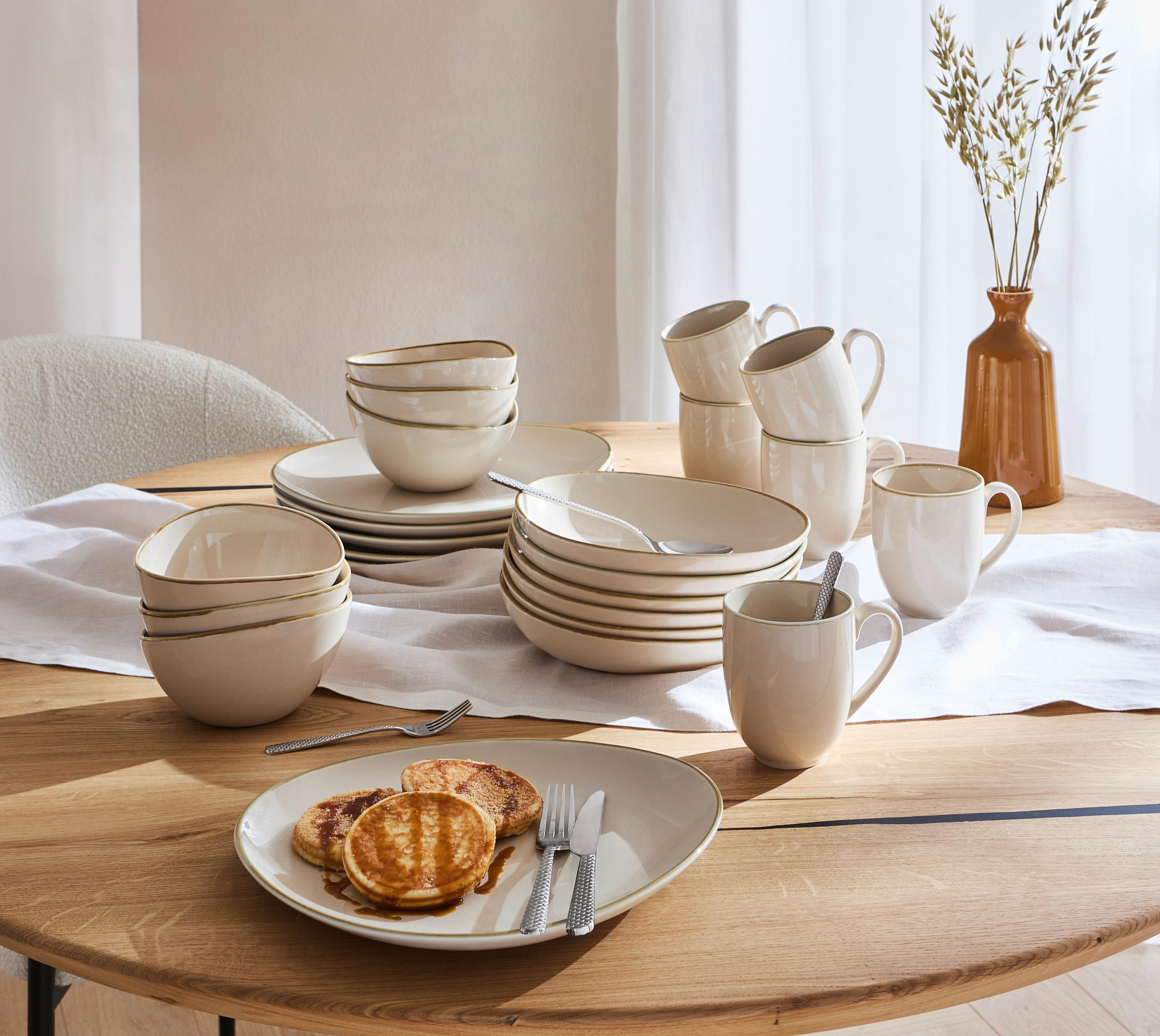 KOMBISERVICE Beige AQUA SABBIA 24-teilig 6 Personen  - Beige, Trend, Keramik - Novel