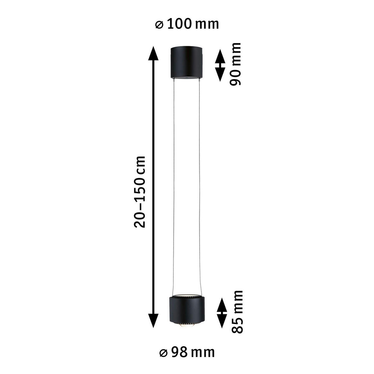 SCHIENENSYSTEM-HÄNGELEUCHTE - Basics (20-150/9,8/8,5cm) - Paulmann