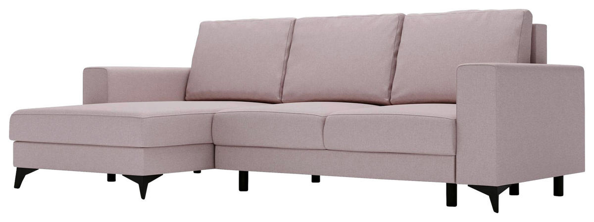 ECKSOFA in Flachgewebe Rosa  - Schwarz/Rosa, Design, Textil/Metall (156/244cm) - Livetastic