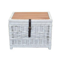 COUCHTISCH Pinie, Rattan massiv 45/58/44 cm rechteckig Weiß  - Weiß, Natur, Holz (45/58/44cm) - MID.YOU