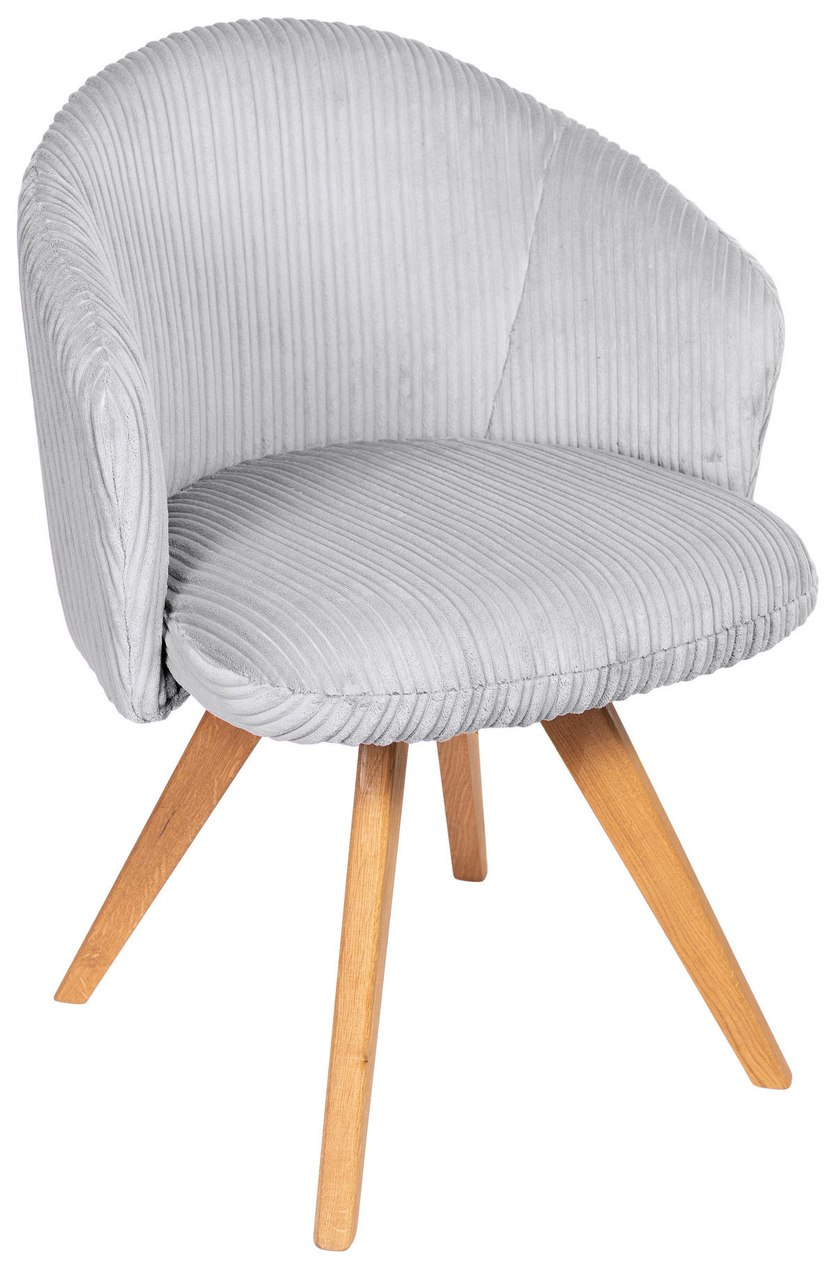 ARMLEHNSTUHL  in Feincord  - Eichefarben/Hellgrau, KONVENTIONELL, Holz/Textil (61/82/59cm) - Stylife