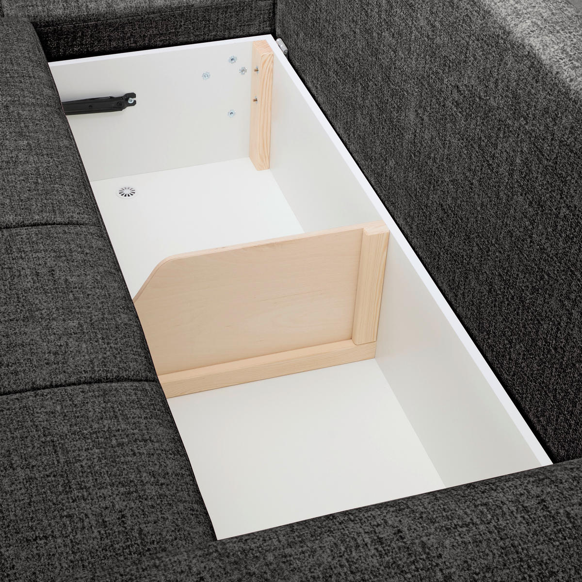 ECKSOFA Anthrazit Mikrofaser  - Anthrazit/Schwarz, KONVENTIONELL, Kunststoff/Textil (169/295cm) - Carryhome