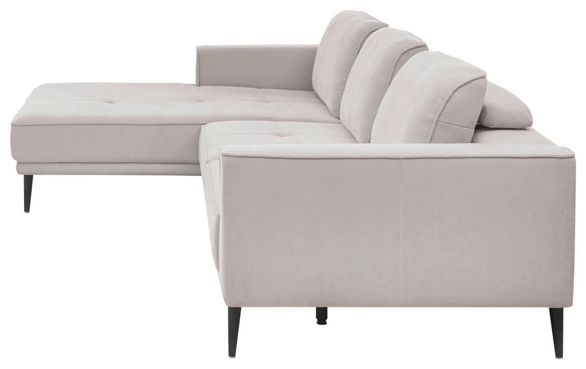 ECKSOFA Hellgrau Flachgewebe  - Hellgrau/Schwarz, KONVENTIONELL, Textil/Metall (193/279cm) - SetOne by Musterring