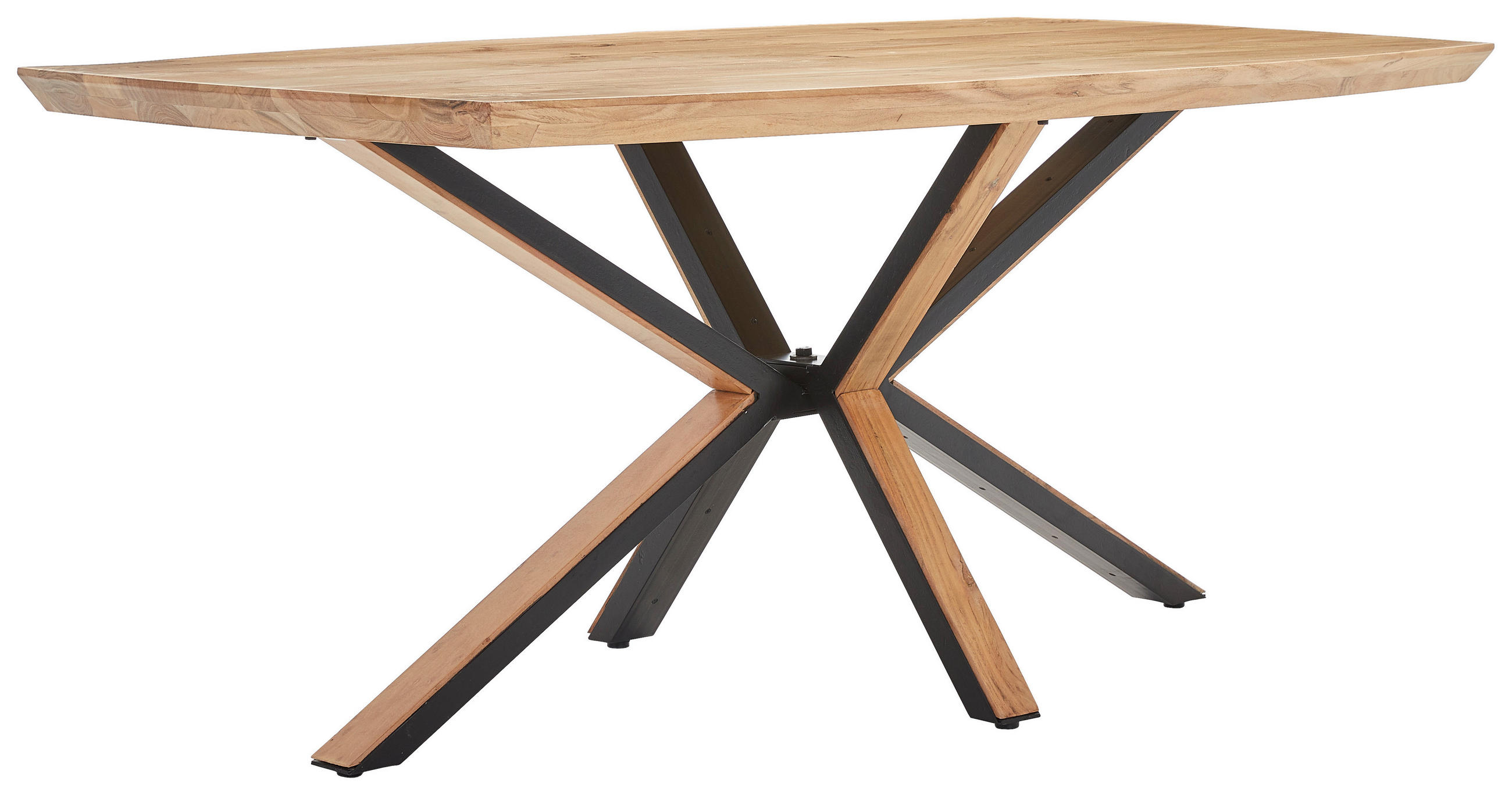 ÉTKEZŐASZTAL - akáciaszínű/fekete, Natur, fa/fém (180/100/76cm) - Livetastic