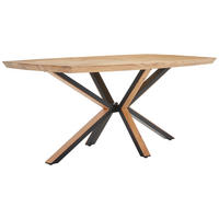 ESSTISCH Akazie vollmassiv rechteckig Schwarz, Akaziefarben  - Schwarz/Akaziefarben, Natur, Holz/Metall (180/100/76cm) - Livetastic