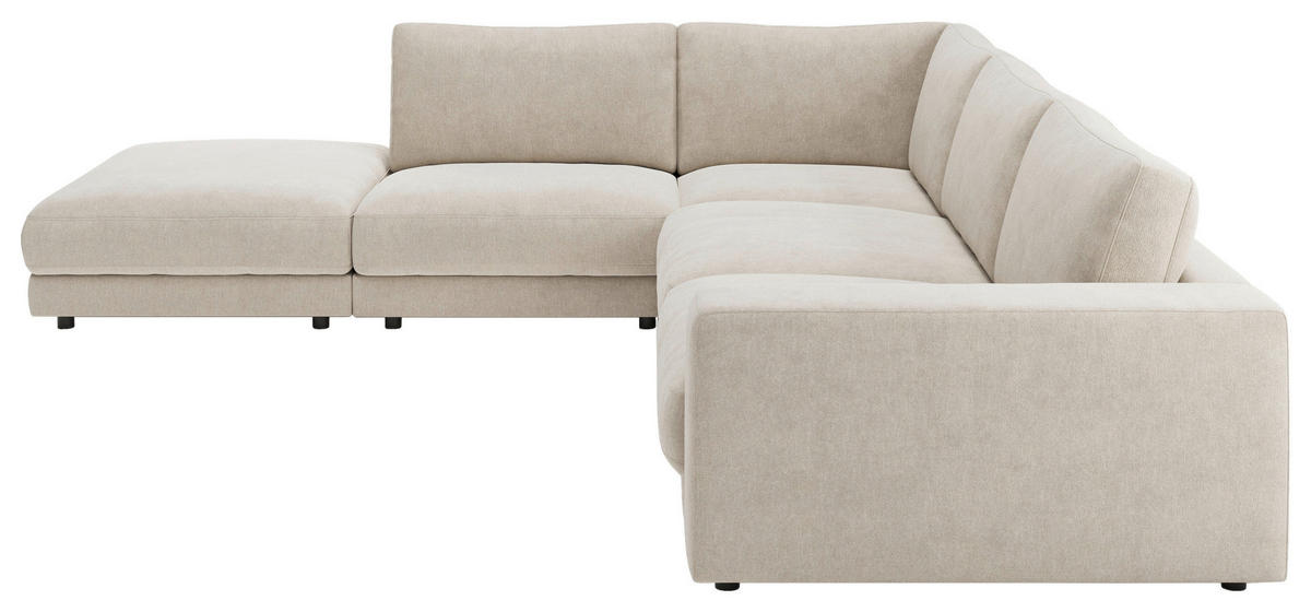 ECKSOFA Naturfarben Chenille  - Schwarz/Naturfarben, Design, Kunststoff/Textil (240/313cm) - Pure Home Lifestyle