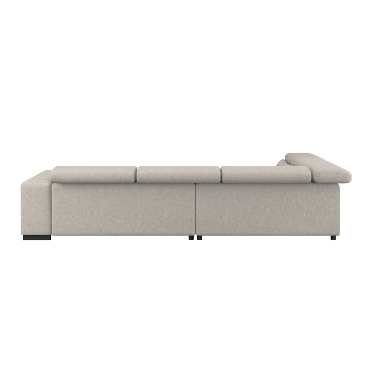 ECKSOFA MATERA Beige Chenille, Struktur Nierenkissen, Kopfteilverstellung, Sitzvorzug  - Beige/Schwarz, Trend, Holz/Textil (226/311cm) - MID.YOU