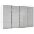 SCHWEBETÜRENSCHRANK 361/223/68 cm 4-türig Weiß, Seidengrau  - Chromfarben/Seidengrau, Design, Glas/Holzwerkstoff (361/223/68cm) - Novel