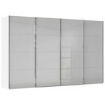 SCHWEBETÜRENSCHRANK  in Weiß, Seidengrau  - Chromfarben/Seidengrau, Design, Glas/Holzwerkstoff (361/223/68cm) - Novel