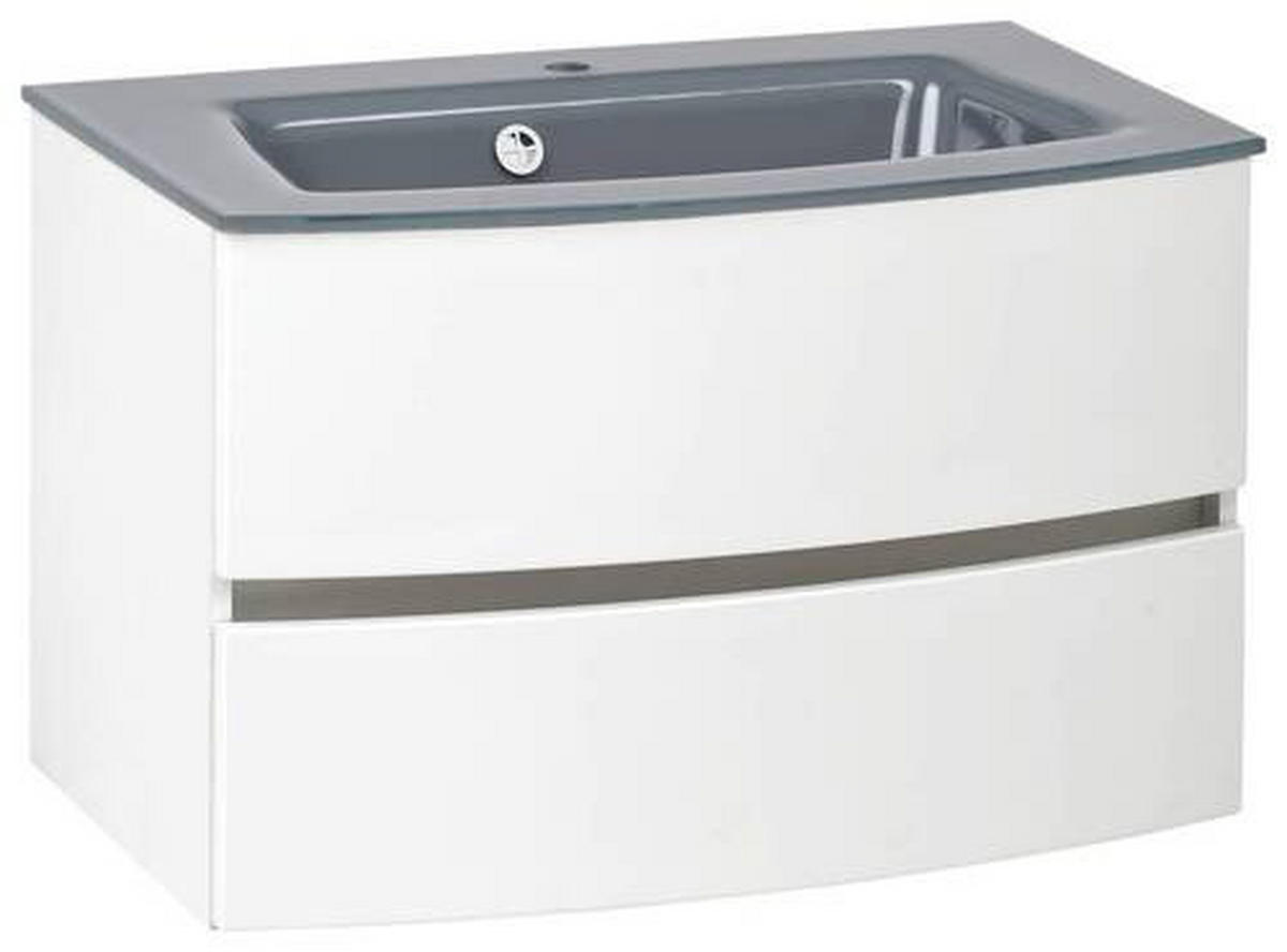 WASCHTISCHKOMBI 80 cm  - Weiß/Grau, KONVENTIONELL, Glas/Holzwerkstoff (80cm) - Held