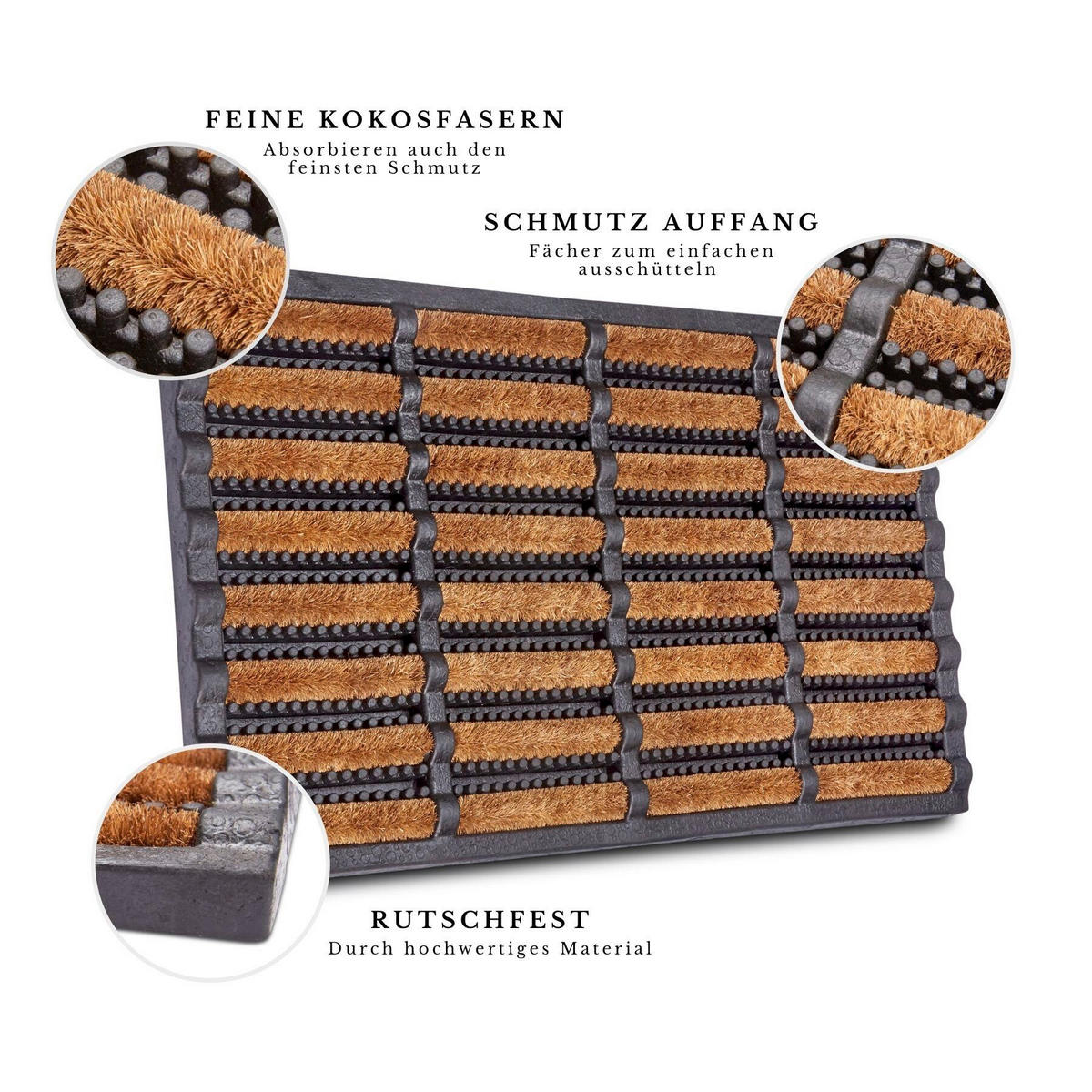 KOKOSMATTE 40/60 cm Mix Mats  - Hellbraun/Schwarz, Basics, Naturmaterialien/Kunststoff (40/60cm) - Hanse Home