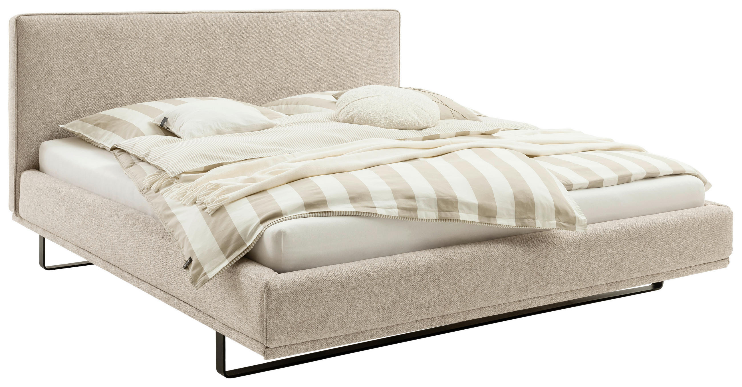 POLSTERBETT Matratze, Lattenrost 180/200 cm in Beige - Birkefarben/Beige, Design, Holz/Textil (180/200cm) - Schöner Wohnen