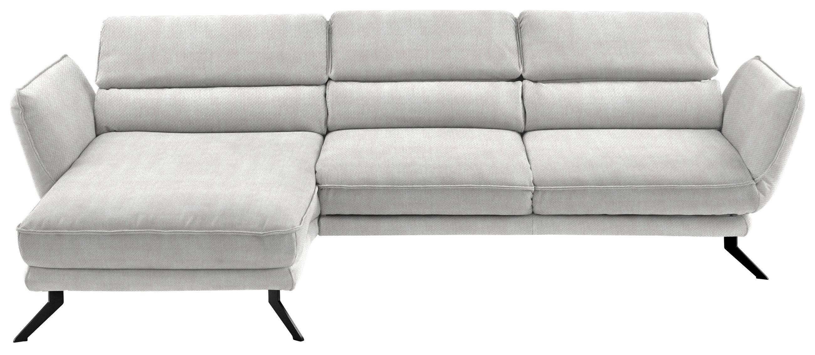 ECKSOFA in Velours Creme  - Creme/Schwarz, Design, Textil/Metall (153/283cm) - Hukla