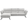 ECKSOFA in Velours Creme  - Creme/Schwarz, Design, Textil/Metall (153/283cm) - Hukla