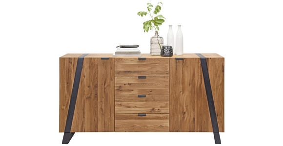 SIDEBOARD in 172,8/90,6/43 cm - Eichefarben/Schwarz, Trend, Holz/Metall (172,8/90,6/43cm) - Landscape