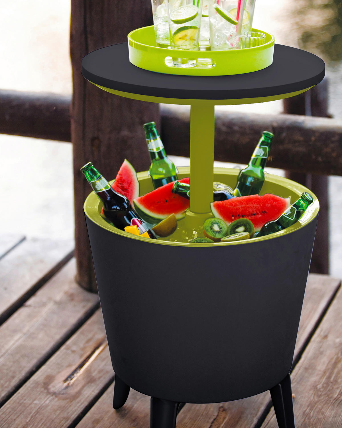 GARTEN-BARTISCH Kunststoff rund  - Anthrazit/Grün, Basics, Kunststoff (49,5/57/49,5cm) - Ambia Garden