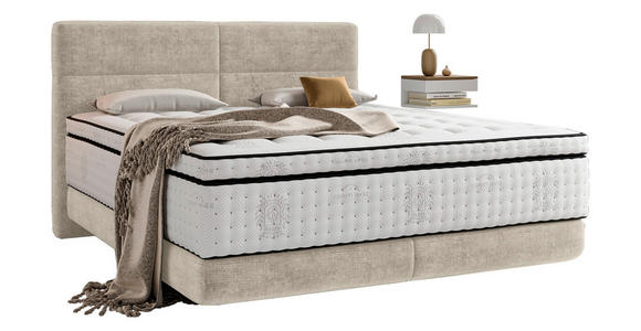 BOXSPRINGBETT 160/200 cm in Beige - Beige/Schwarz, KONVENTIONELL, Holz/Textil (160/200cm) - Esposa