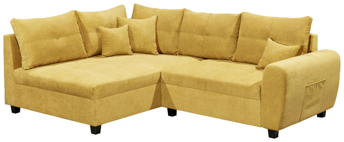 ROHOVÁ SEDACIA SÚPRAVA, textil, kompozitné drevo, žltá - čierna/žltá, Basics, kompozitné drevo/textil (176/248cm) - MID.YOU