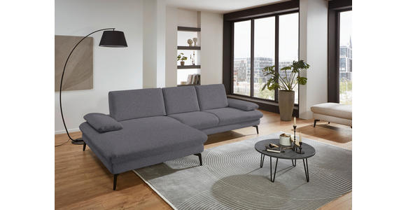 ECKSOFA in Chenille, Mikrofaser Grau 157/299 cm - Schwarz/Grau, Design, Textil/Metall (157/299cm) - Dieter Knoll