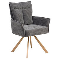 ARMLEHNSTUHL  in Leinenoptik  - Eichefarben/Grau, LIFESTYLE, Holz/Textil (63/91/64cm) - MID.YOU