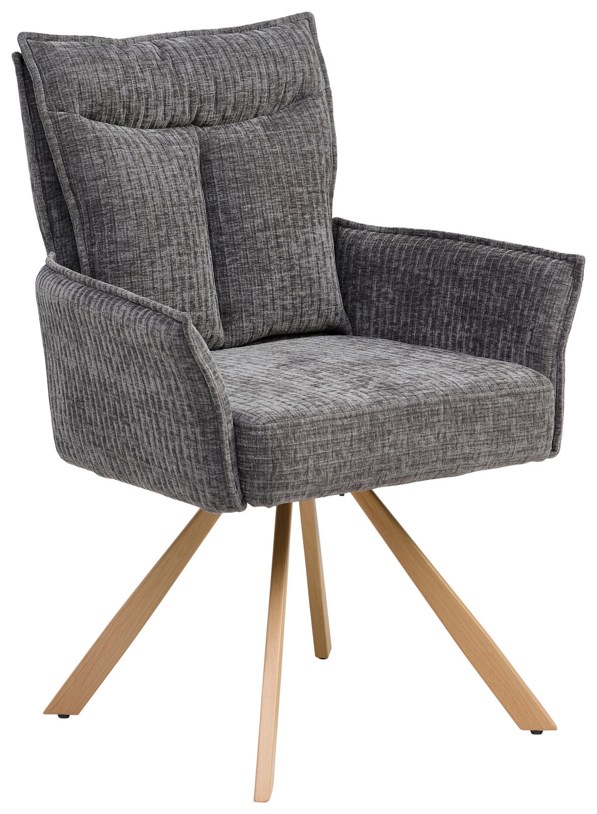 ARMLEHNSTUHL  in Leinenoptik  - Eichefarben/Grau, LIFESTYLE, Holz/Textil (63/91/64cm) - MID.YOU