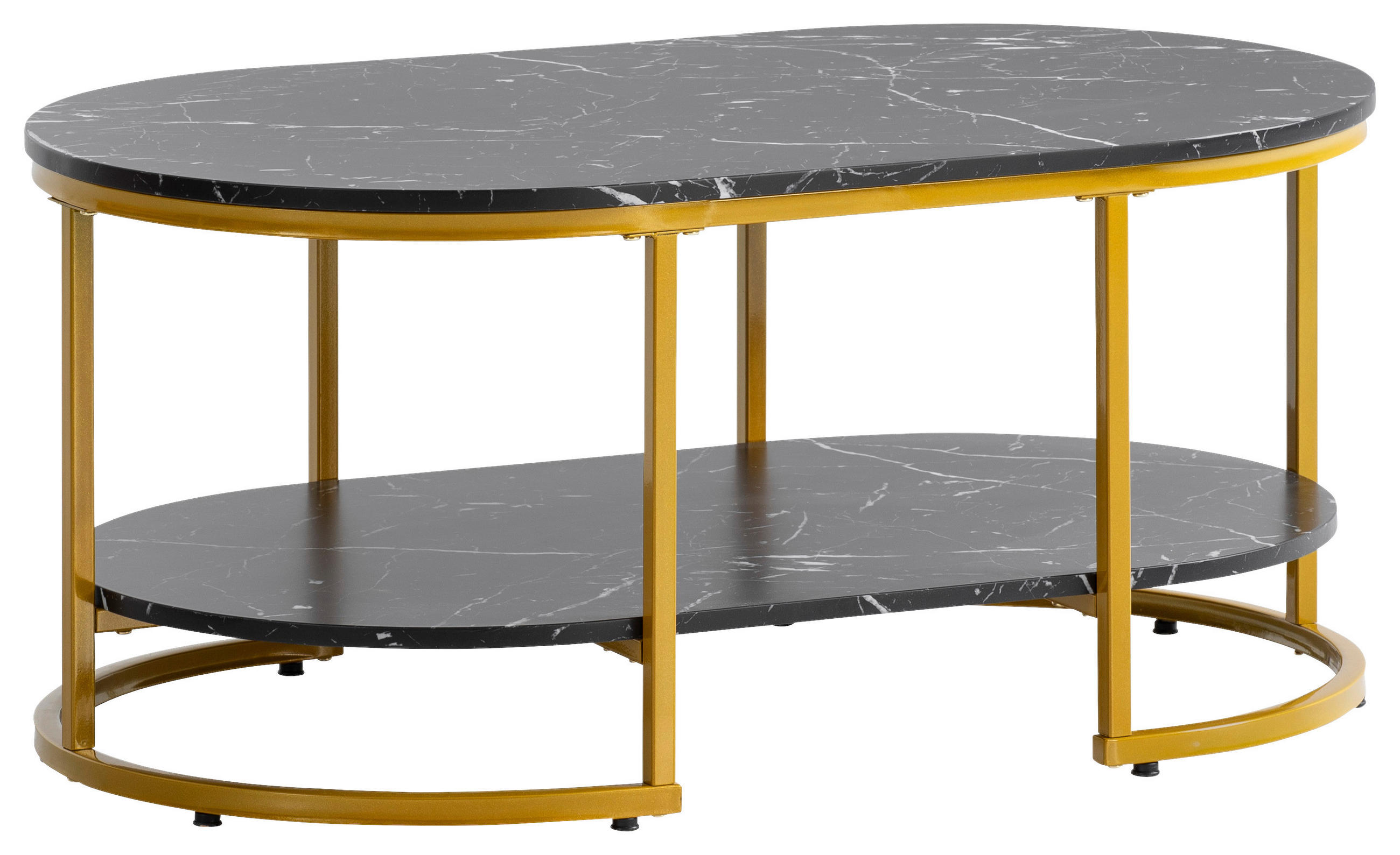 COUCHTISCH 100/60/45 cm rechteckig Schwarz Hochglanz  - Schwarz Hochglanz/Goldfarben, LIFESTYLE, Holzwerkstoff/Metall (100/60/45cm) - Livetastic