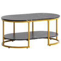 KLUBSKA MIZA, črna, visoki sijaj  - zlate barve/črna, Trendi, kovina/leseni material (100/60/45cm) - Livetastic