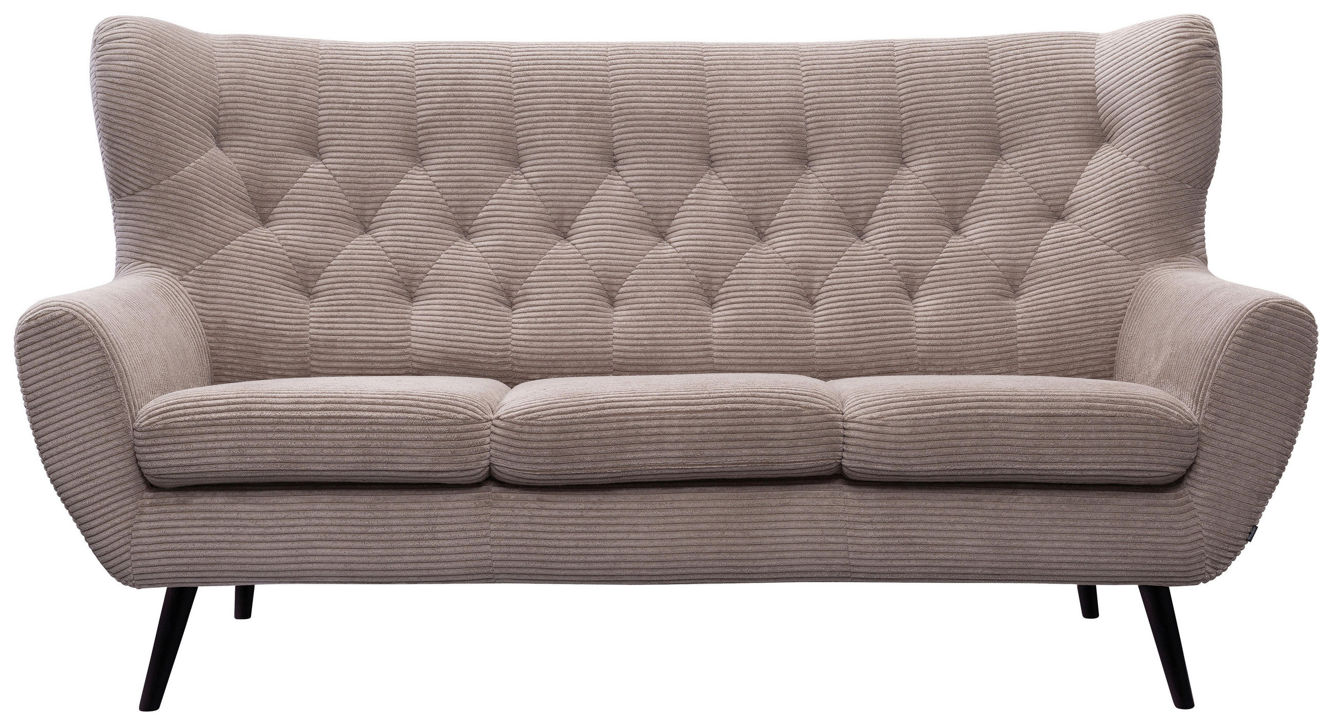 3-SITZER-SOFA Cord Braun  - Schwarz/Braun, Design, Holz/Textil (187/101/95cm) - Stylife