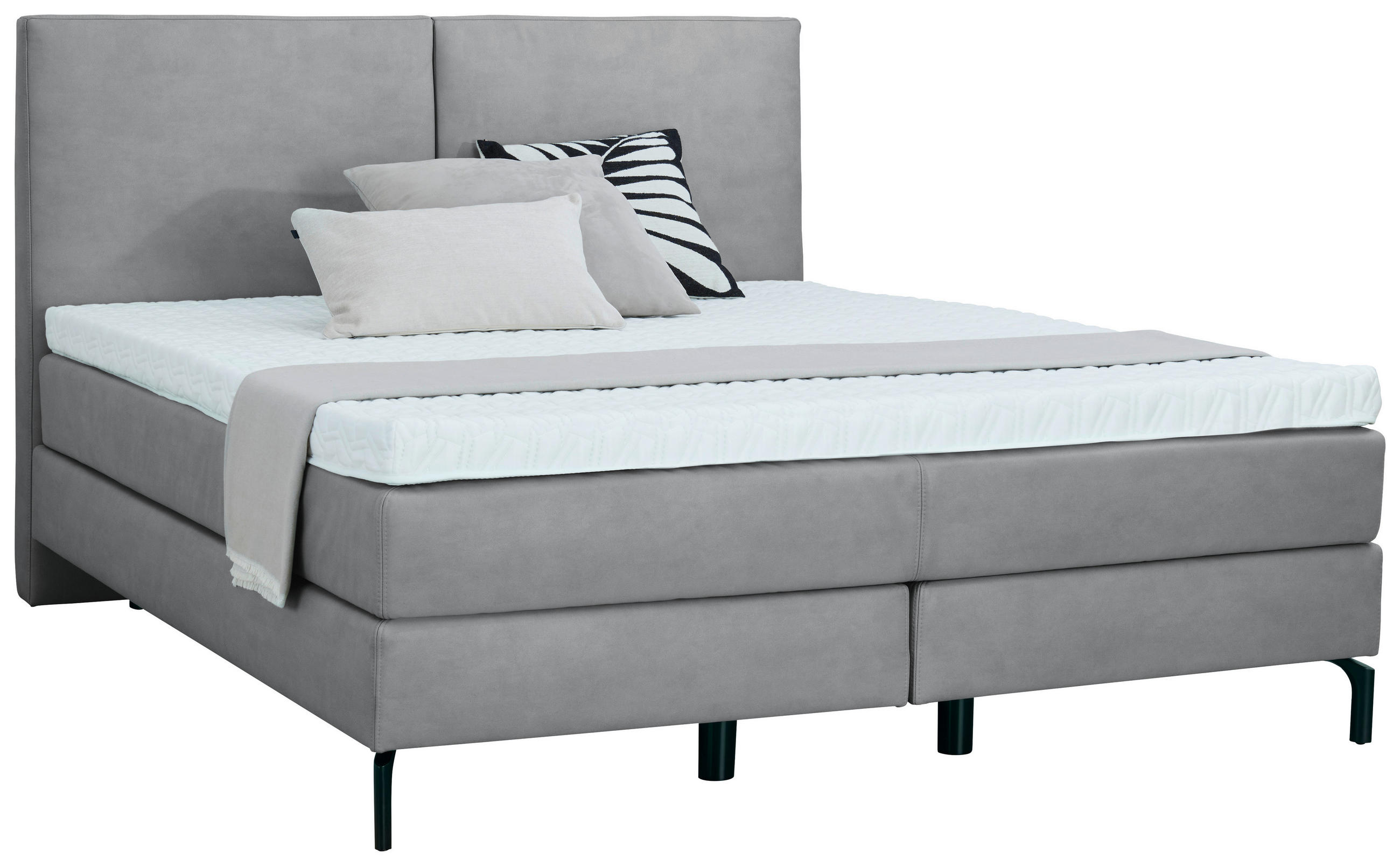 BOXSPRINGBETT 180/200 cm  in Grau  - Schwarz/Grau, KONVENTIONELL, Textil/Metall (180/200cm) - Dieter Knoll