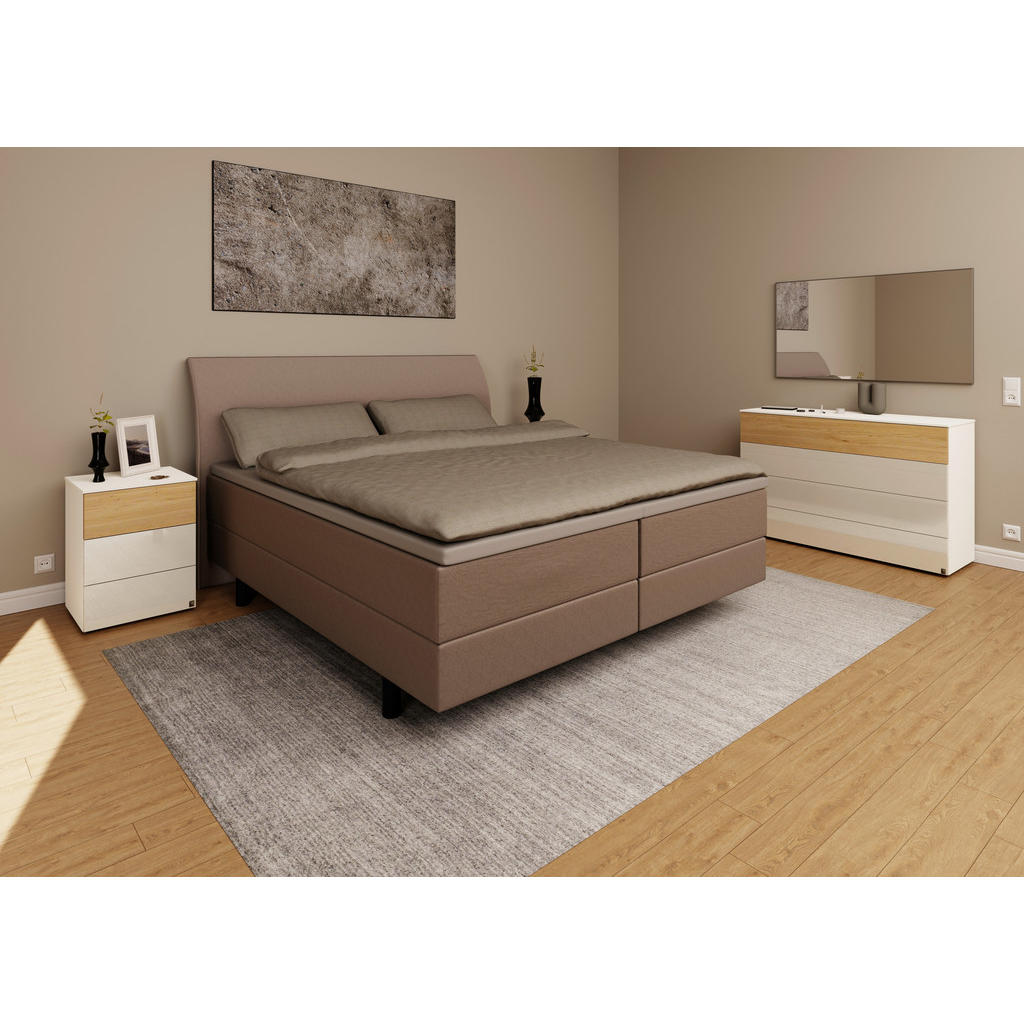 Thumbnail - Musterring Boxspringbett, Hellbraun, Textil, H3, 7-Zonen, Höhe ca. 22 cm, 160x200 cm, Dgm, Über- und Sondergrößen erhält...