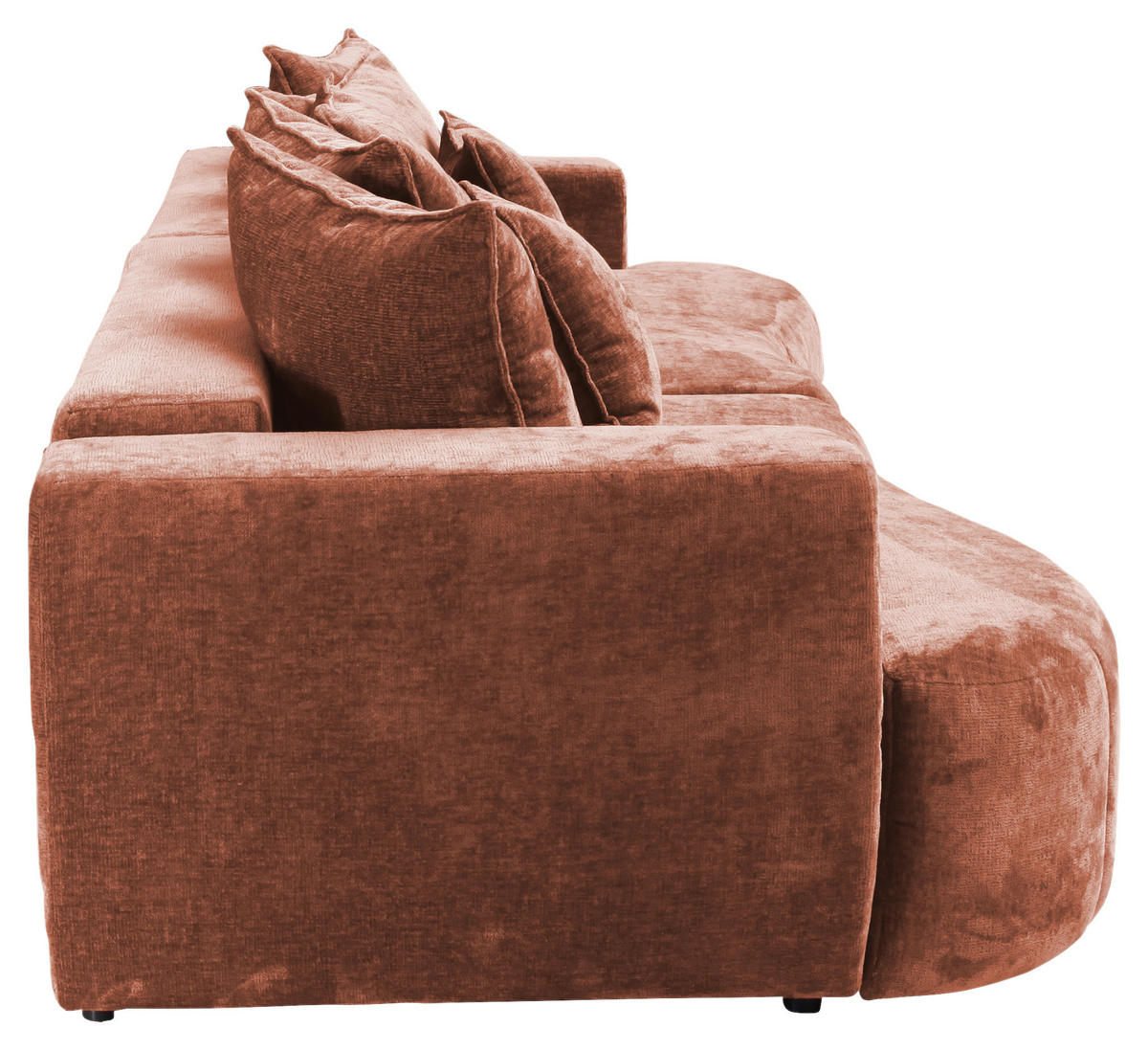 BOXSPRINGSOFA Velours Rostfarben  - Rostfarben/Schwarz, Trend, Kunststoff/Textil (292/71-99/127cm) - Livetastic