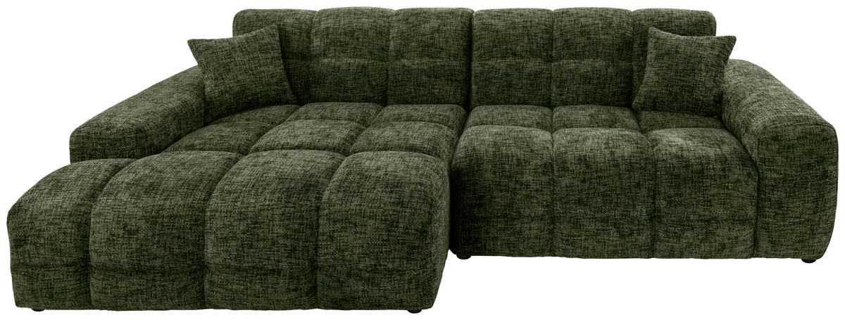 ECKSOFA Bosco Dunkelgrün Struktur  - Dunkelgrün/Schwarz, MODERN, Kunststoff/Textil (152/301cm) - Livetastic