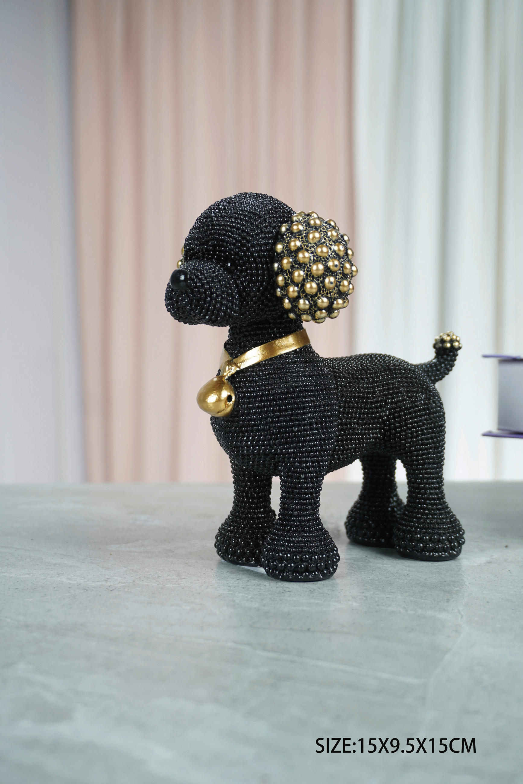 DEKOR ÁLLATFIGURA - fekete/aranyszínű, Basics, műanyag (15/95/15cm)