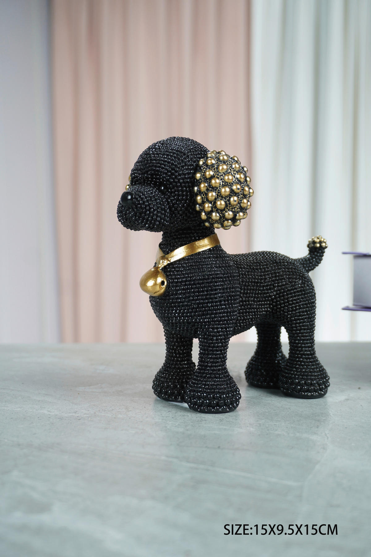 DEKOR ÁLLATFIGURA - fekete/aranyszínű, Basics, műanyag (15/95/15cm)