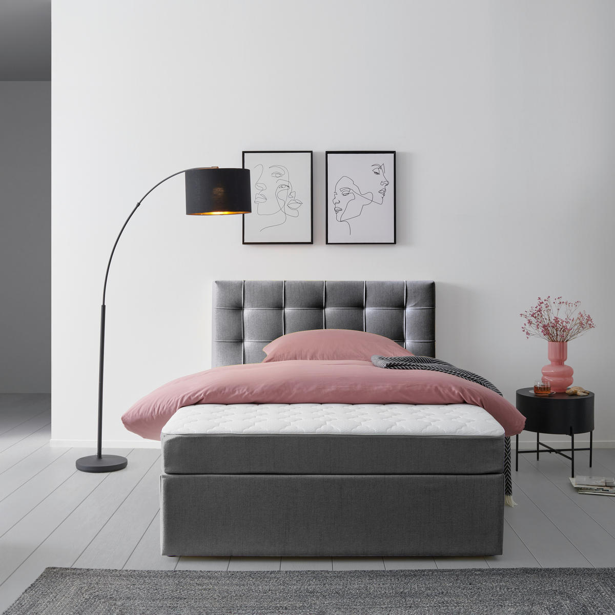 BOXBETT 120/200 cm  in Graphitfarben  - Graphitfarben, Modern, Holz/Textil (120/200cm) - MID.YOU