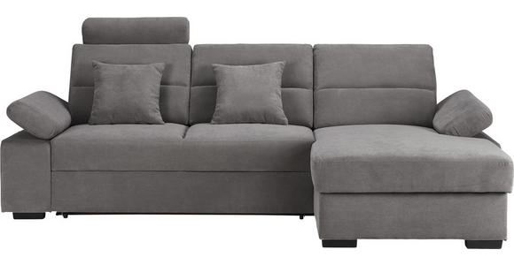 WOHNLANDSCHAFT inkl.Funktionen Hellgrau Webstoff - Dunkelbraun/Hellgrau, Design, Kunststoff/Textil (258/166cm) - Cantus