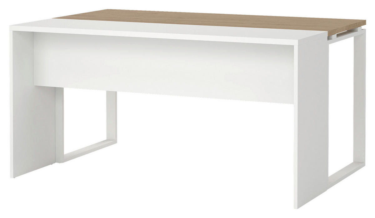 SCHREIBTISCHKOMBINATION Weiß, Eichefarben  - Eichefarben/Weiß, MODERN, Holzwerkstoff (160/100/75,6cm) - MID.YOU