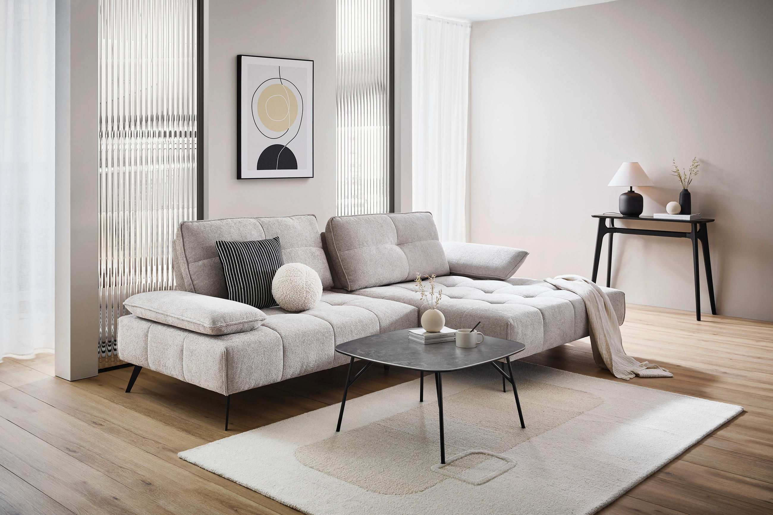 COUCHTISCH Klarglas 75/75/40 cm quadratisch Grau, Schwarz  - Schwarz/Grau, Basics, Glas/Keramik (75/75/40cm) - Xora