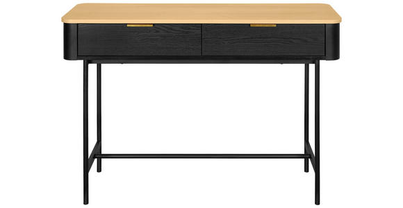 KONSOLENTISCH Schwarz, Eichefarben - Eichefarben/Goldfarben, Trend, Holzwerkstoff/Metall (110/35/78cm) - Xora