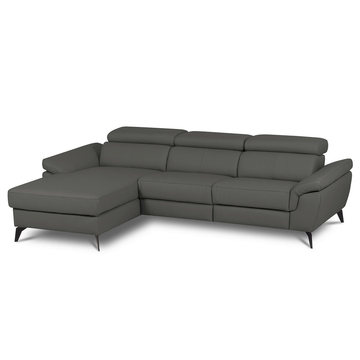 ECKSOFA  in Lederlook Echtleder Anthrazit  - Anthrazit/Schwarz, Design, Leder/Textil (179/252cm) - Livetastic