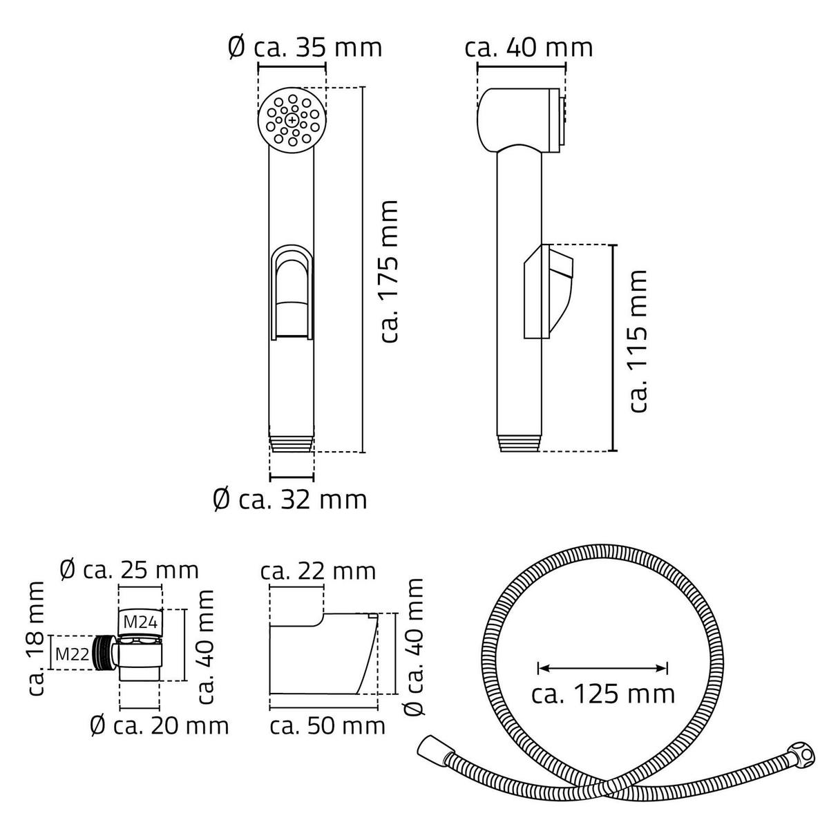 DUSCHZUBEHÖR-SET   - Chromfarben, Basics, Kunststoff/Metall (3,5/17,5/3cm)