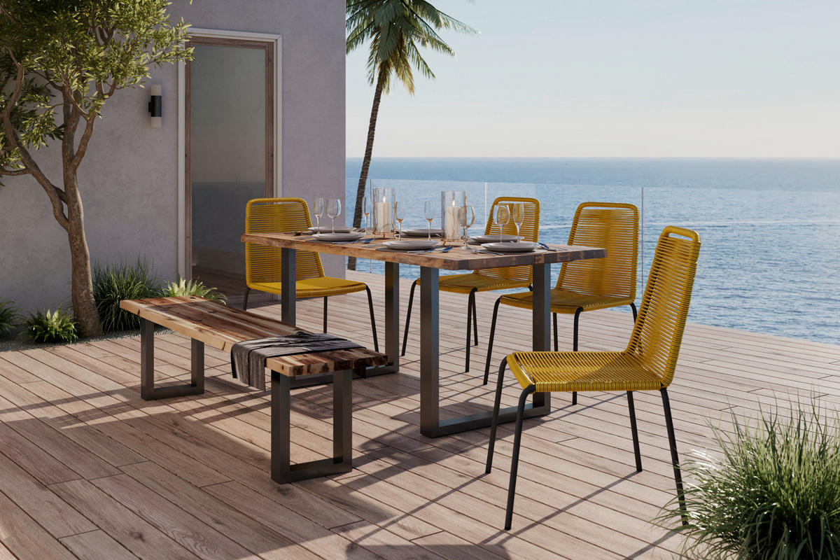 GARTENSTUHL - Senfgelb/Schwarz, LIFESTYLE, Kunststoff/Metall (56/62/85,5cm) - Ambia Garden