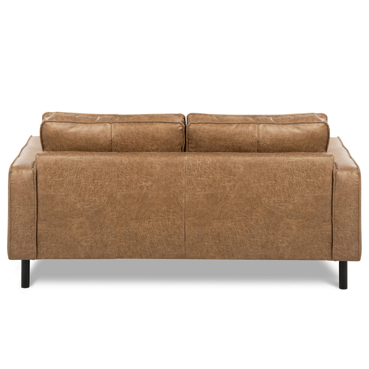 2,5-SITZER Beige Echtleder Lederlook  - Beige/Schwarz, Design, Leder/Textil (168/85/92cm) - Livetastic