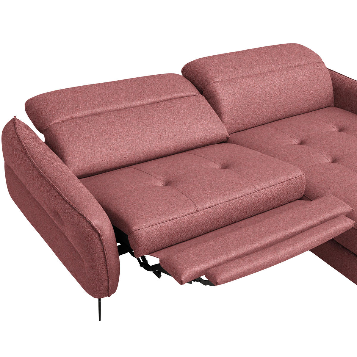 ECKSOFA MANTA in Flachgewebe Koralle  246/175 cm  - Koralle/Schwarz, Design, Textil/Metall (246/175cm) - Celina