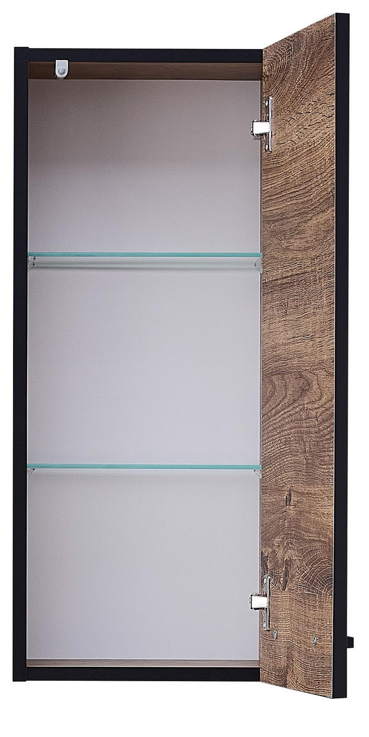 HÄNGESCHRANK 30/70/20 cm  - Eichefarben/Schwarz, KONVENTIONELL, Glas/Holzwerkstoff (30/70/20cm) - Xora