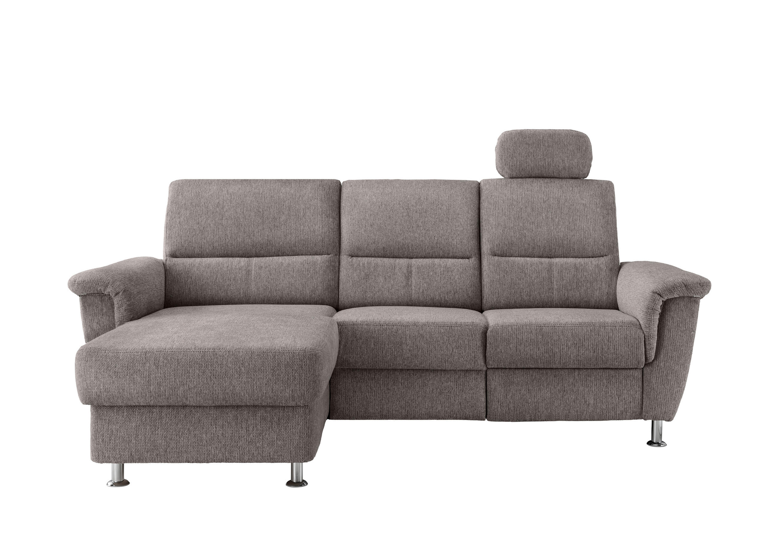 ECKSOFA Graubraun Chenille  - Chromfarben/Graubraun, MODERN, Textil/Metall (165/231cm) - Livetastic